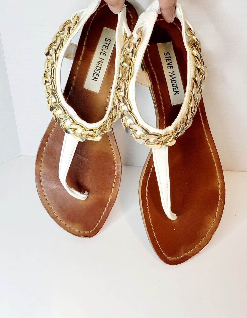 STEVE MADDEN MADDEN GIRL CLASSIC White STRAPPY SANDALS WOMENS 7.5